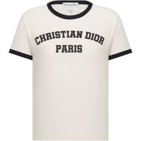 DIOR Cruise Early Spring Collection Logo Letter Print Crew Neck Short-Sleeved T-Shirt Women's White