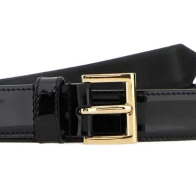 PRADA Calfskin Leather Belts Women's Black Width 2CM
