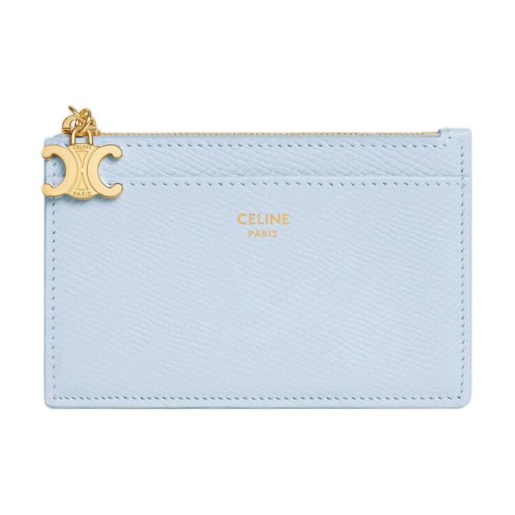 CELINE Triomphe Cow Leather Card Holder Women's Glacier Blue