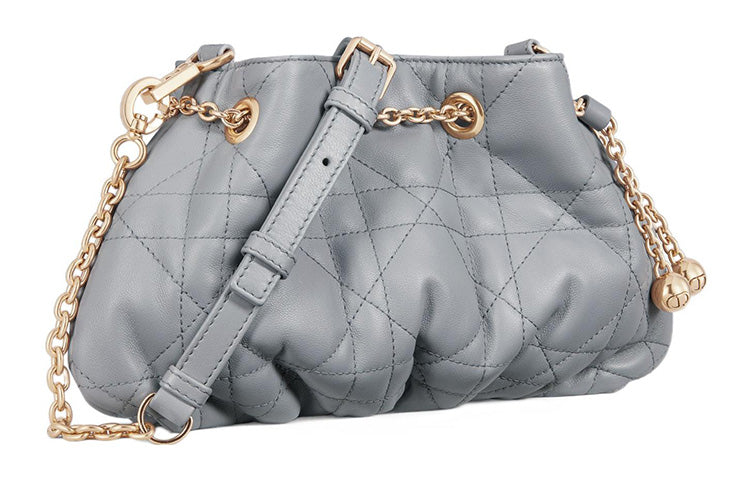 DIOR Ammi Soft Sheepskin Handbag Crossbody Bag Shoulder Bag Women's Elegant Gray Color