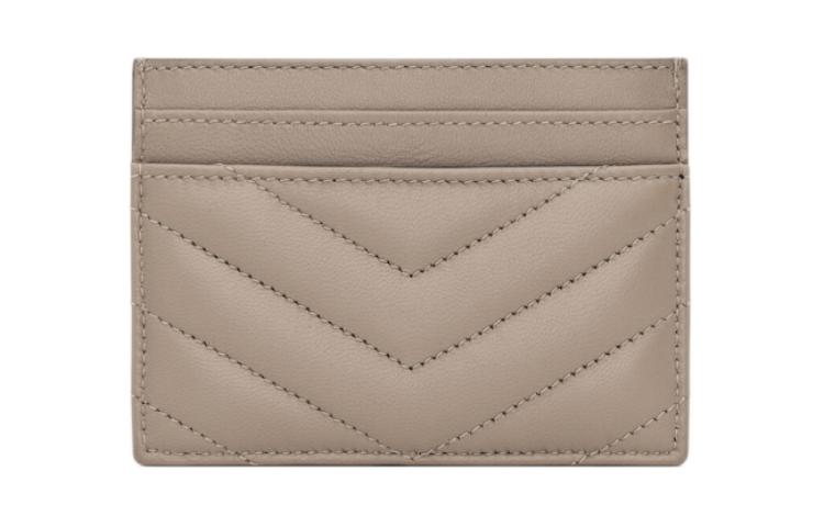 SAINT LAURENT Monogram Lambskin Wallets Card Holders Women's Taupe