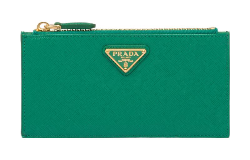 PRADA Saffiano Leather Card Holder Women's Green