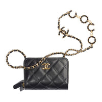 CHANEL 21B Fall Embossed Calfskin With Grains Coin Purse Shoulder Bag Crossbody Bag Women's Black