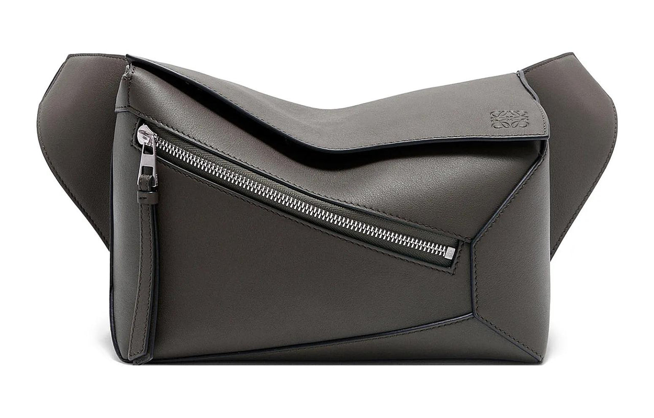 LOEWE Puzzle Cow Leather Fanny Pack Small Size Men's Dark Gray