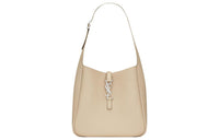 SAINT LAURENT LE5A7 Leather Hobo Bag, Handbag, Shoulder Bag Women's Sea Salt Color
