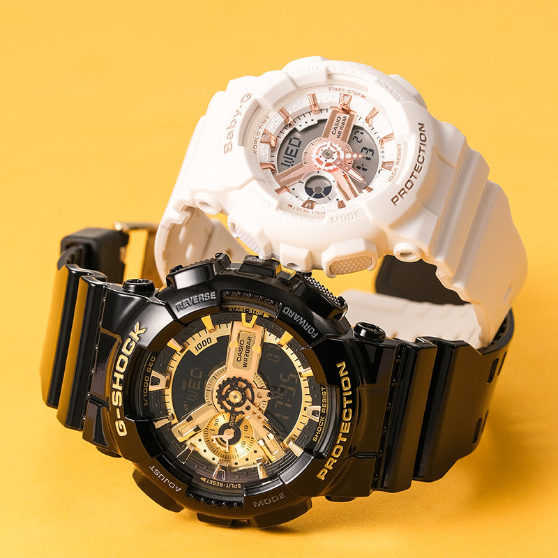 CASIO Baby-G 'Black & White' BA-110RG-7APR+GA-110GB-1APR