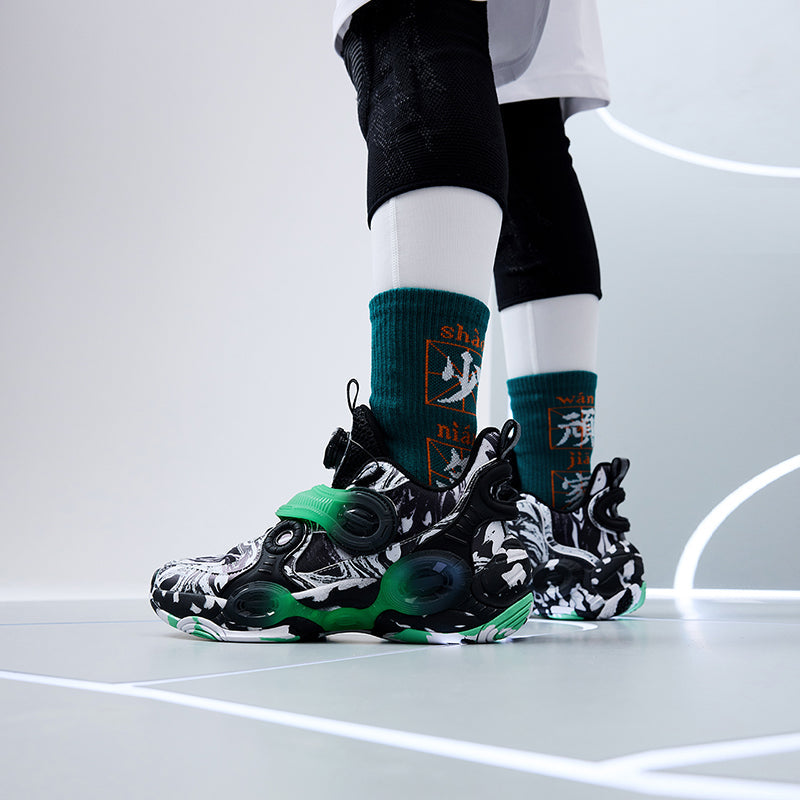 (GS) ANTA 2 Trendy Basketball Shoes 'Black White Green' 312231115-5