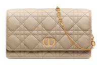 DIOR Caro Cow Leather Handbag, Shoulder Bag, Crossbody Bag, Clutch Women's Natural