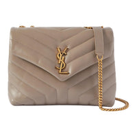 SAINT LAURENT LOULOU Calfskin Shoulder Bag Small Size Women's Taupe