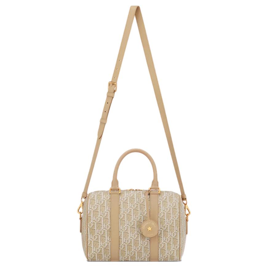 DIOR Groove Cotton Shoulder Bag Crossbody Bag Handbag Women's Natural