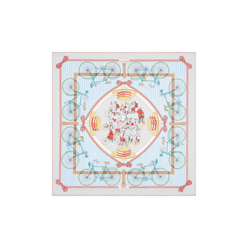 HERMES Silk Scarves Unisex Sky Blue
