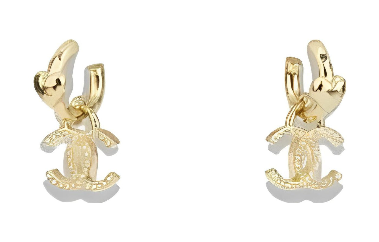 CHANEL Metal Earrings Women's Gold