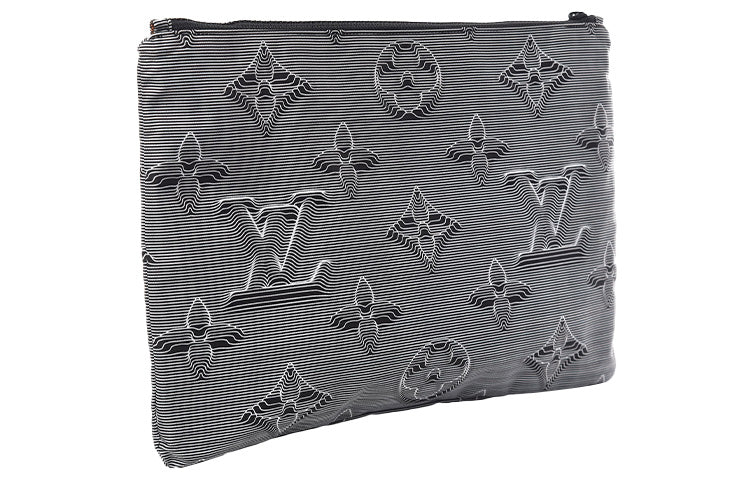 LOUIS VUITTON 2054 Cow Leather Clutch Unisex Gray