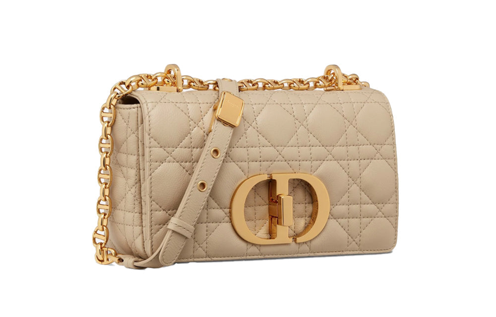 DIOR Caro Soft Cow Leather Portable Crossbody Bag Shoulder Bag Women's Beige