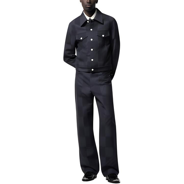 LOUIS VUITTON Damier Tailored Wool Trucker Jacket