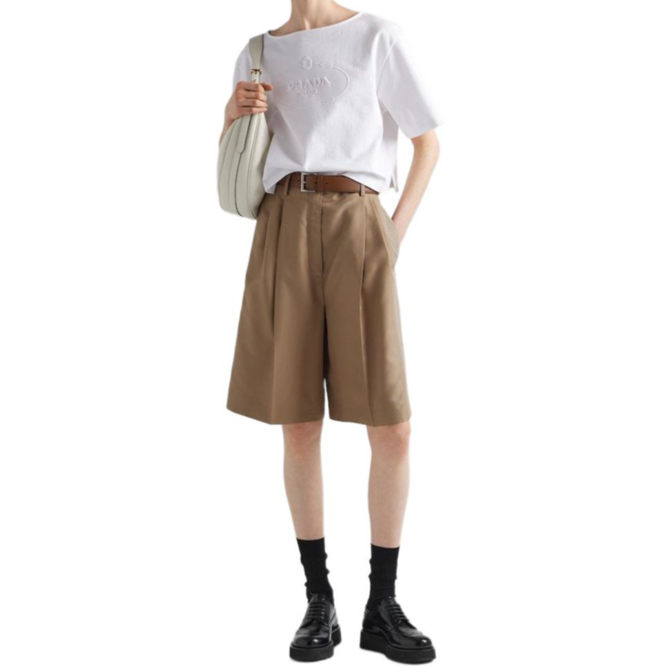 PRADA SS24 Drop Shoulder Sleeve T Shirt Women's White