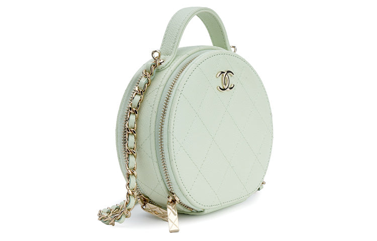 CHANEL Calfskin Round Bag Handbag Shoulder Bag Crossbody Bag Regular Women's Light Green