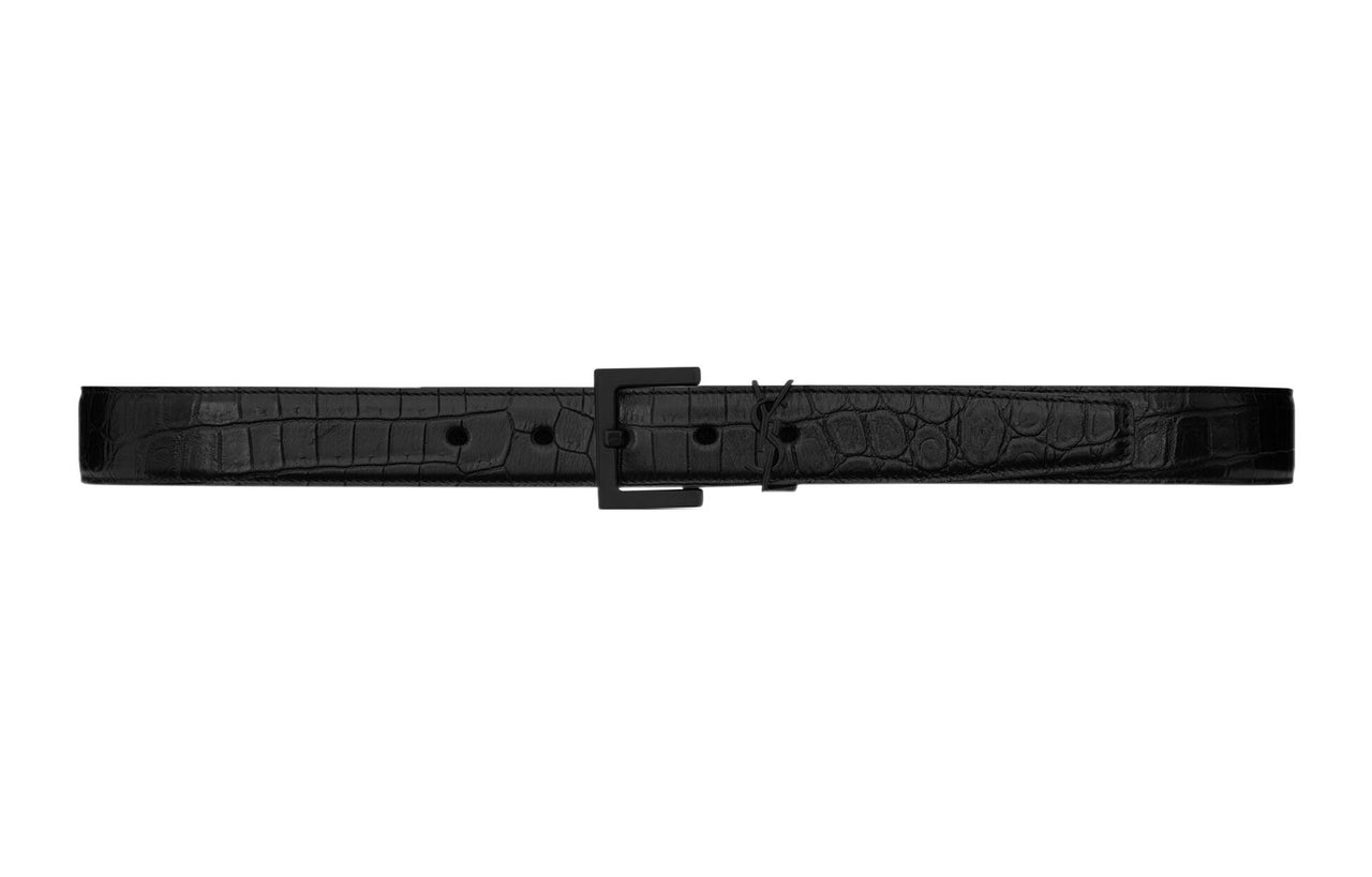 SAINT LAURENT Monogram Logo Plaque Belt