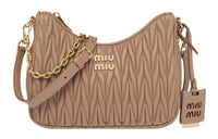 MIU MIU Matelassé Soft Sheep Leather Crossbody Bags Shoulder Bags Women's Beige