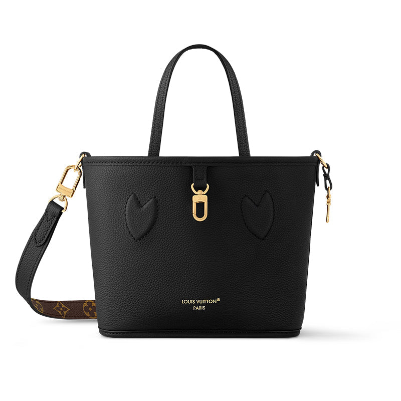 LOUIS VUITTON NEVERFULL Cow Leather Double-Sided Neverfull Shoulder Bag Crossbody Bag Handbag Small Size Women's Black
