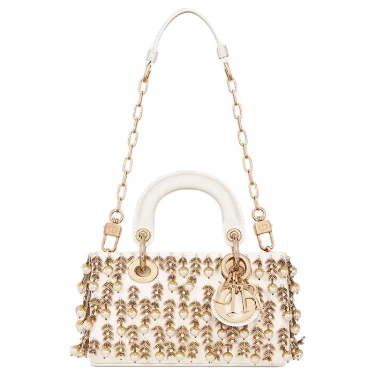 DIOR Cow Leather Shoulder Bag, Crossbody Bag, Handbag Extra Mini Women's Milk White