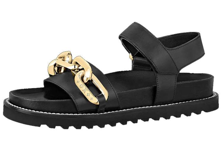 LOUIS VUITTON Paseo Flat Sandals 'Black GOld' Women's