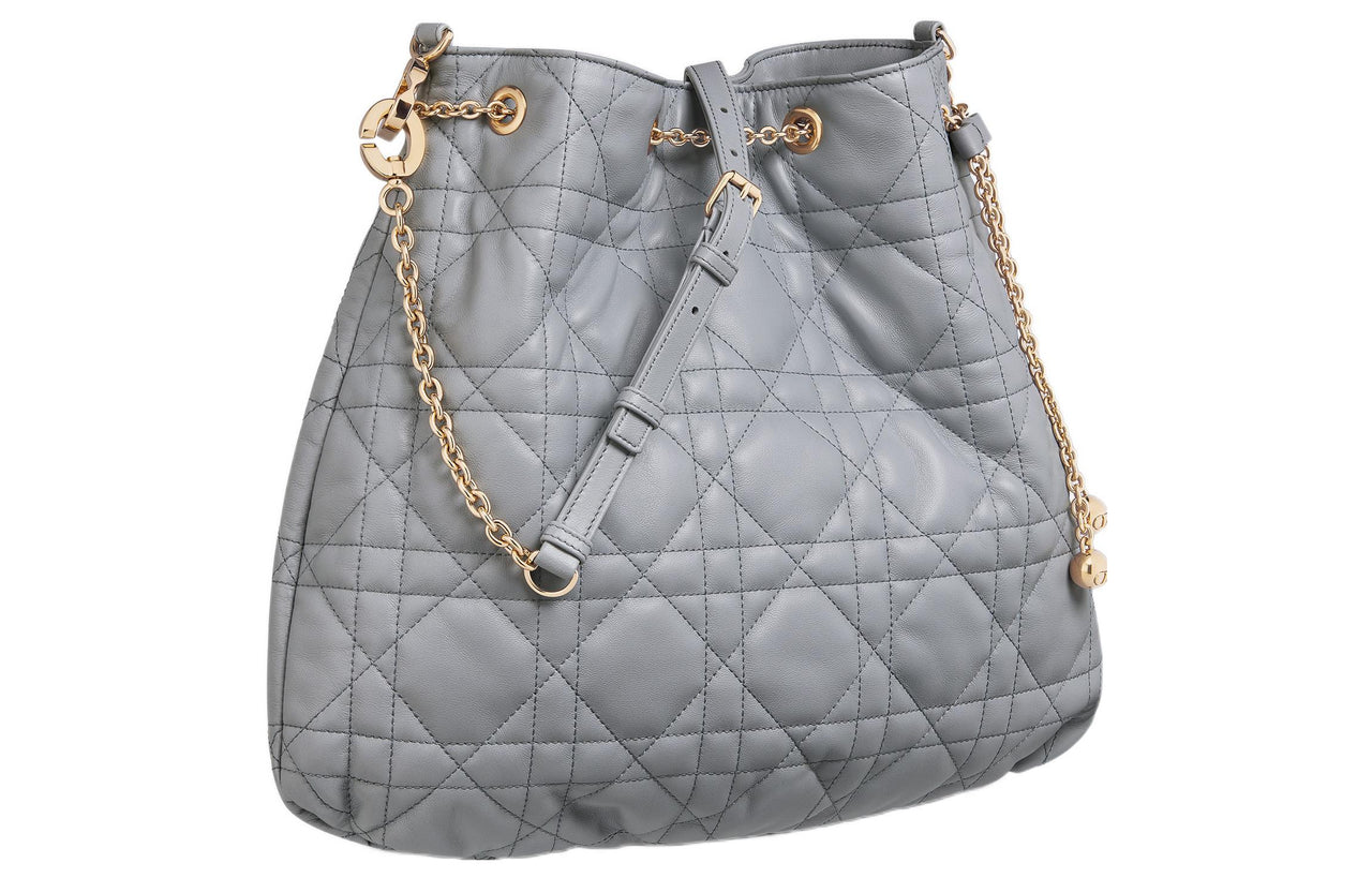 DIOR Ammi Sheepskin Bucket Bags Crossbody Bag Shoulder Bag Women's Gray