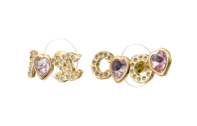 CHANEL Earrings Women's Gold/Pink