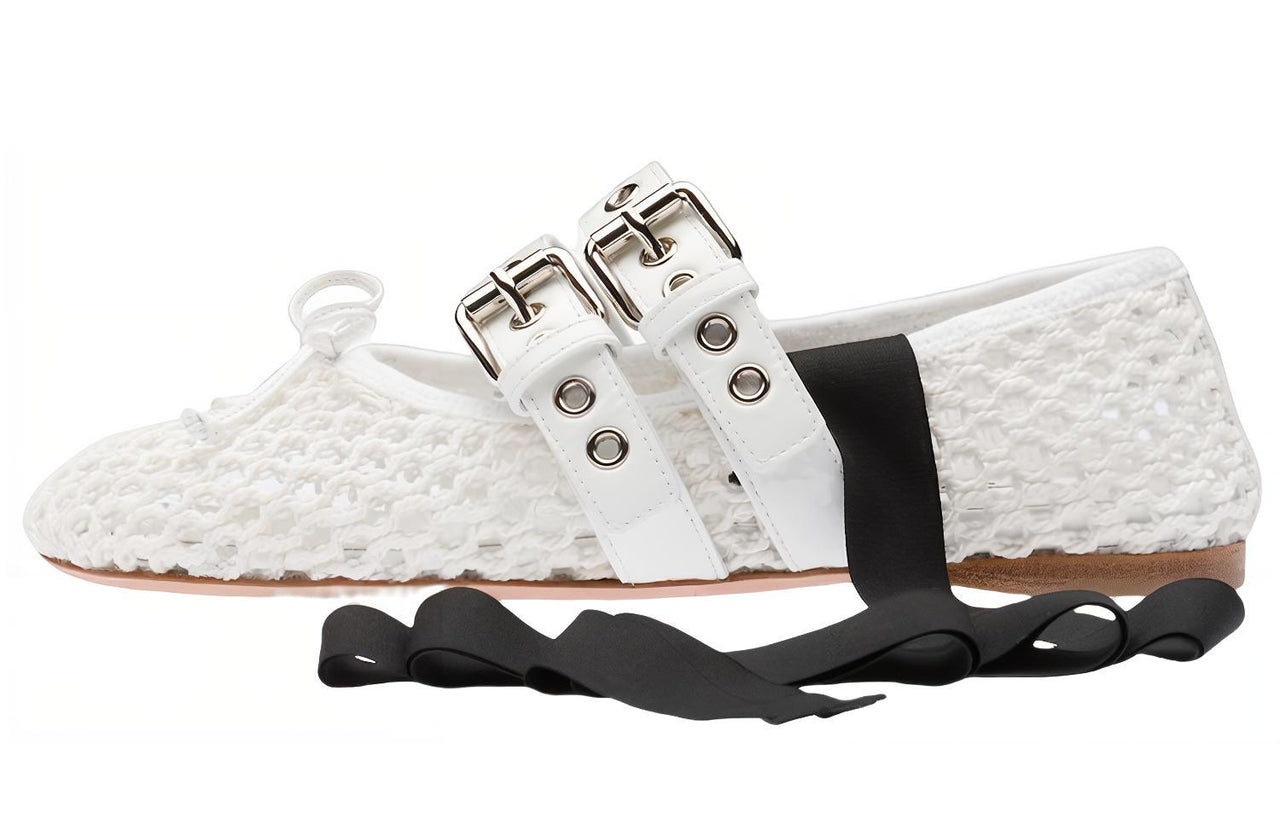 MIU MIU Flat Casual Single Shoes Women's White