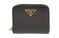 PRADA Leather Coin Purse Women's Black