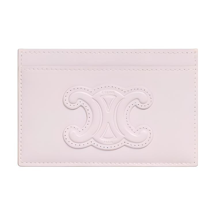 CELINE Triomphe Shiny Calfskin Card Holder Women's Light Pink