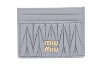 MIU MIU Matelassé Soft Sheepskin Leather Card Holder Card Holder Trumpets Women's Cornflower Blue