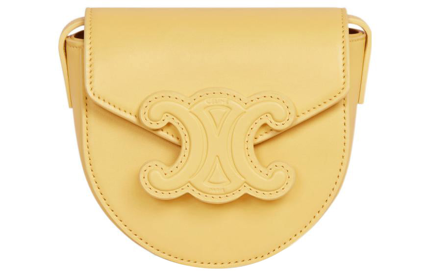 CELINE Besace Smooth Cow Leather Handbag Shoulder Bag Crossbody Bag Mini Women's Yellow