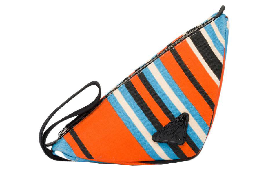 PRADA Triangle Canvas Handbag Clutch Men's Orange