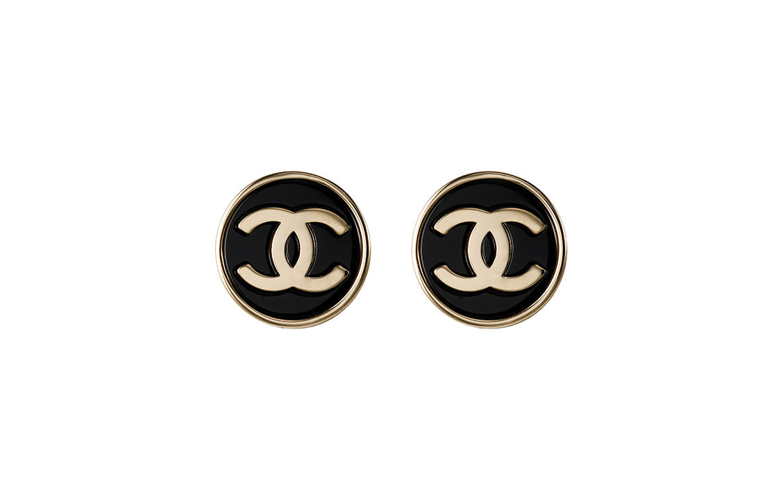 CHANEL Stud Earrings Women's Black