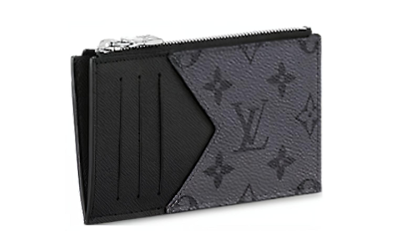 LOUIS VUITTON Coin Card Holder Monogram Eclipse Reverse Gray