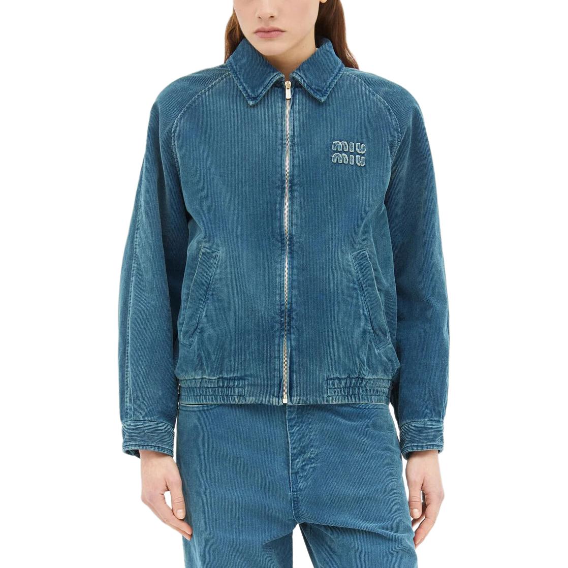 MIU MIU Washed Corduroy Jacket Azzurro