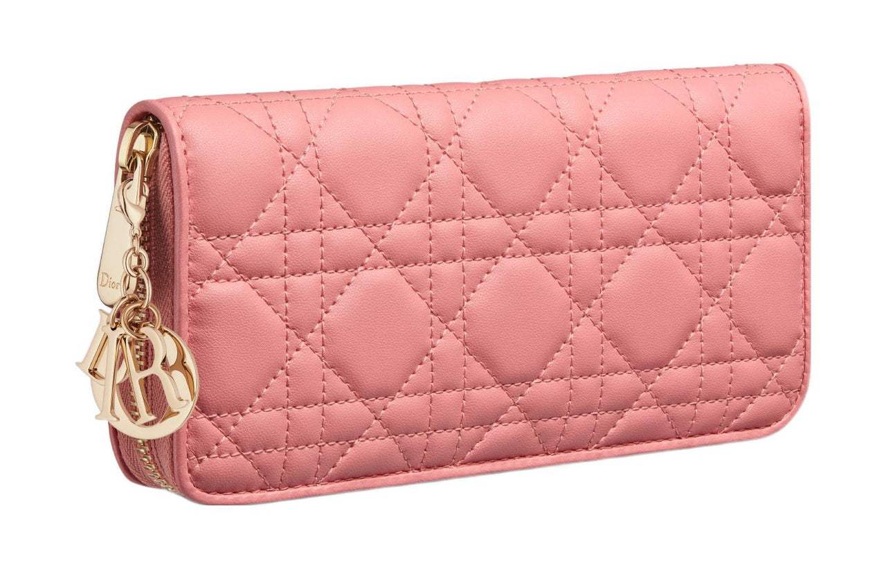 DIOR Lady Dior Lambskin Clutch Card Holder, Wallet Women's Light Pink