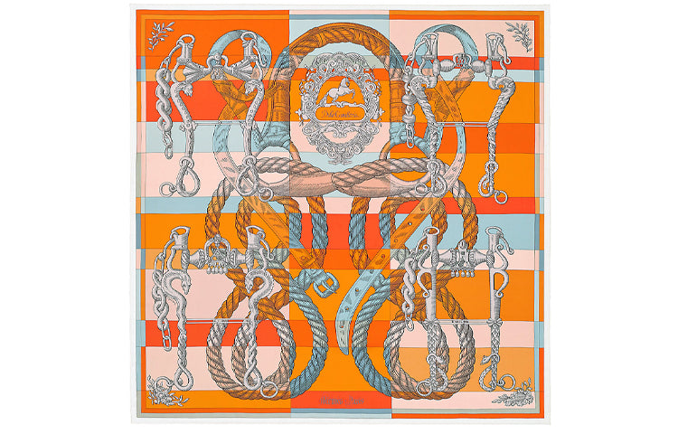 HERMES Silk Scarves Women's Orange