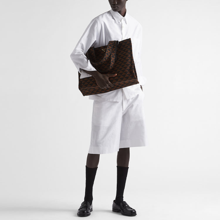 PRADA Triangle Logo Mid Rise Bermuda Shorts