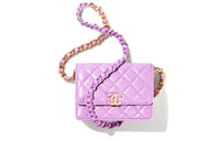 CHANEL Lambskin Flap Bag Crossbody Bag Shoulder Bag Clutch Women's Purple