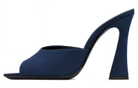SAINT LAURENT Suite Rubber Sole Slip Resistant Slide Slippers Women's Dark Blue