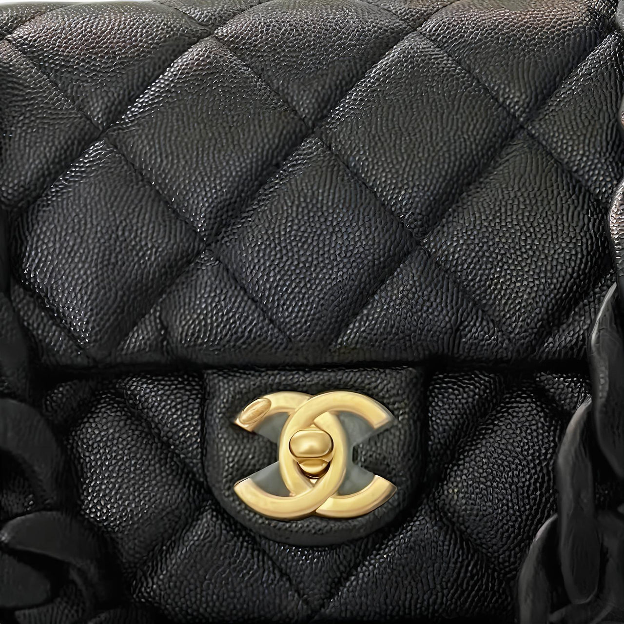 CHANEL Grained Cow Leather Shoulder Bag Small Size Women's Black