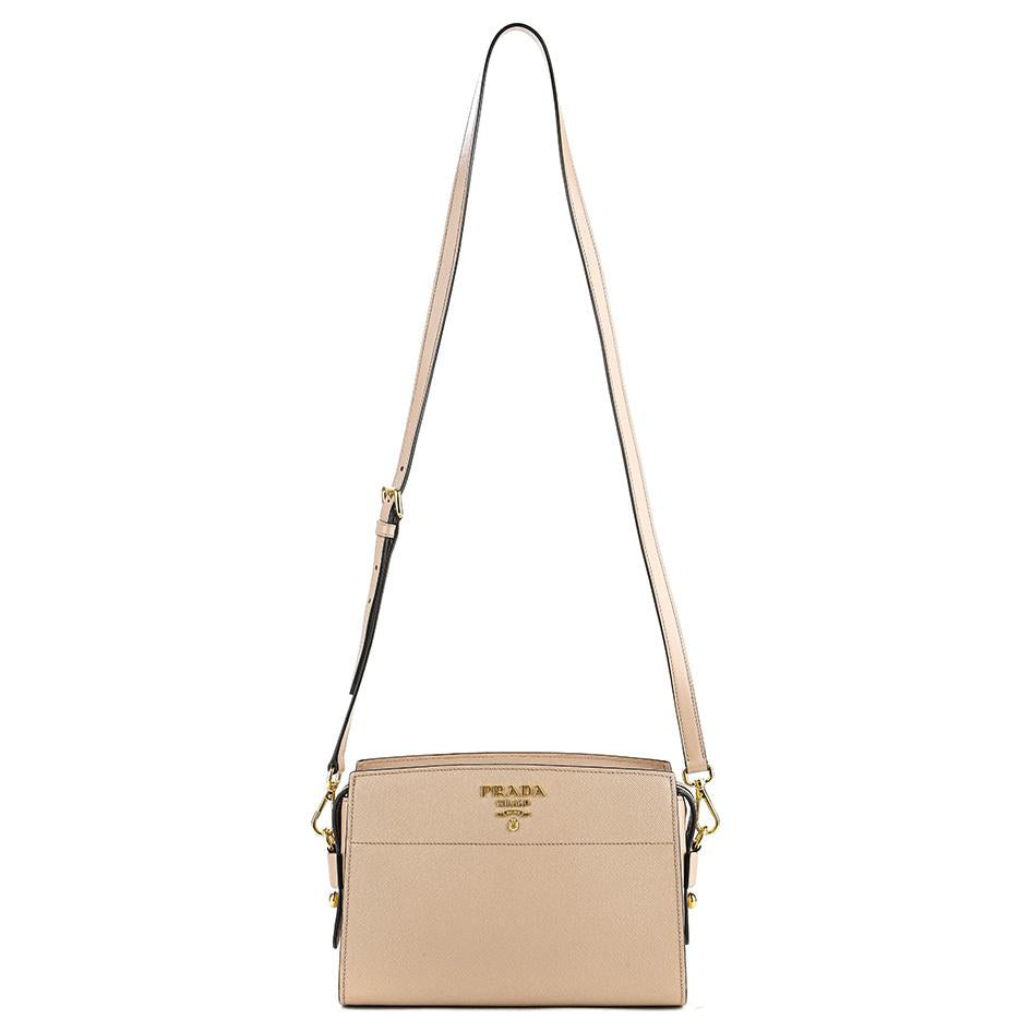 PRADA Calfskin Shoulder Bag Women's Beige
