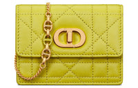 DIOR Caro Sheepskin Crossbody Bag Shoulder Bag Women's Green Yellow