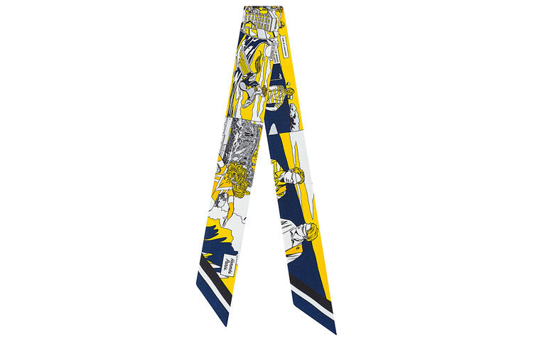 HERMES Silk Scarves Women's Navy Blue/Yellow