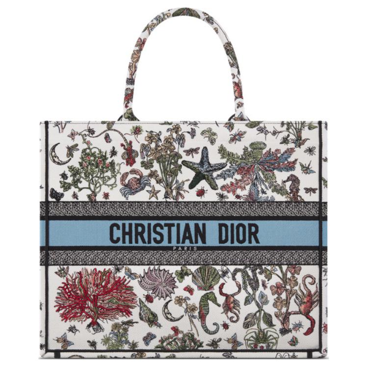 DIOR Cotton Tote Bag, Shopping Bag, Handbag Tubas Women's Ecru