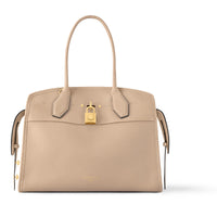 LOUIS VUITTON CITY STEAMER Cuir De Veau Calfskin Handbag Medium Size Women's Gray Brown
