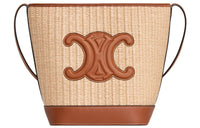 CELINE Plant Material With Cow Leather Bucket Bags Crossbody Bag, Shoulder Bag Small Size Women's Natural Color/Tan