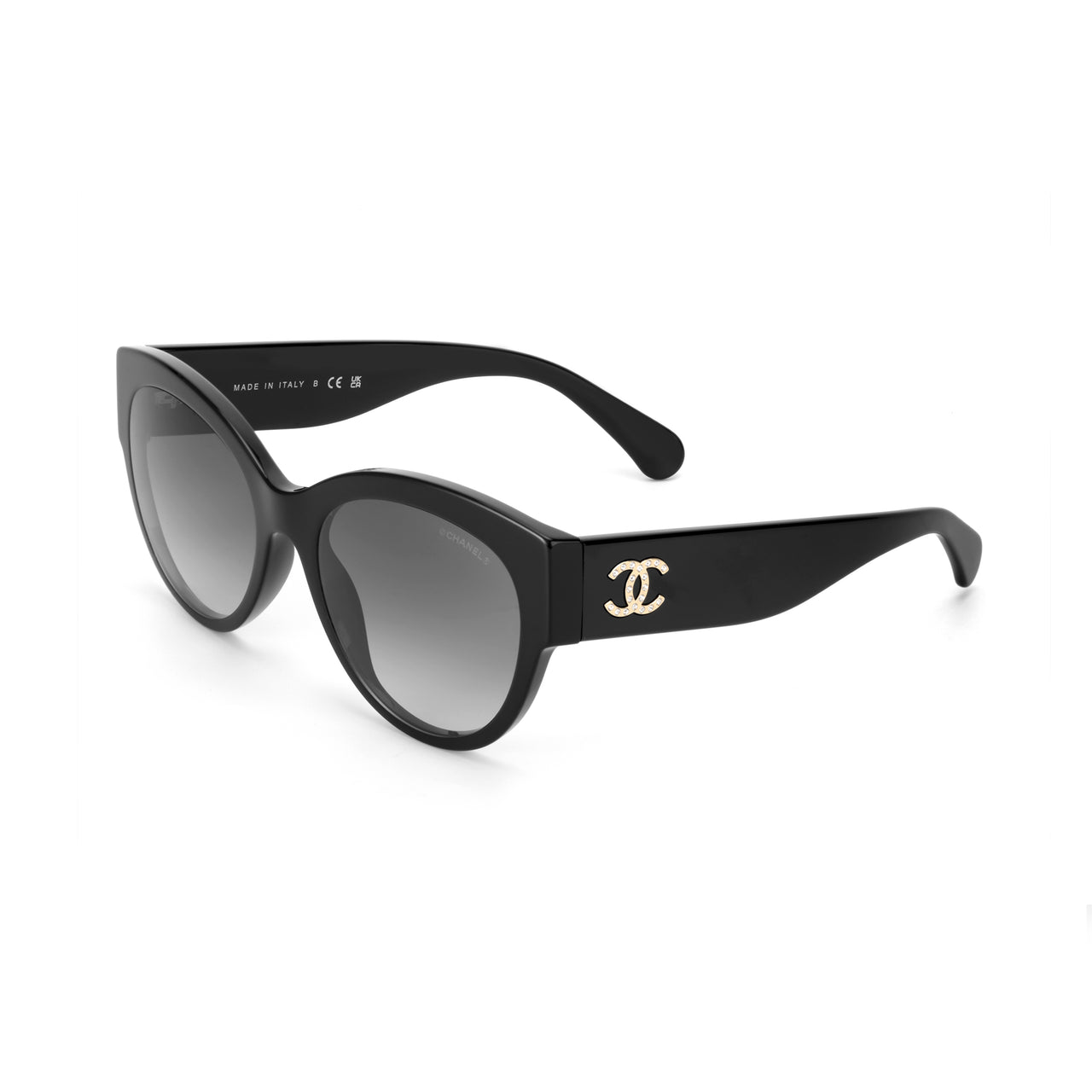 CHANEL Oval Sunglasses Unisex Black